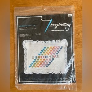 Vintage 1982 embroidery counted cross stitch Rainbow of Love